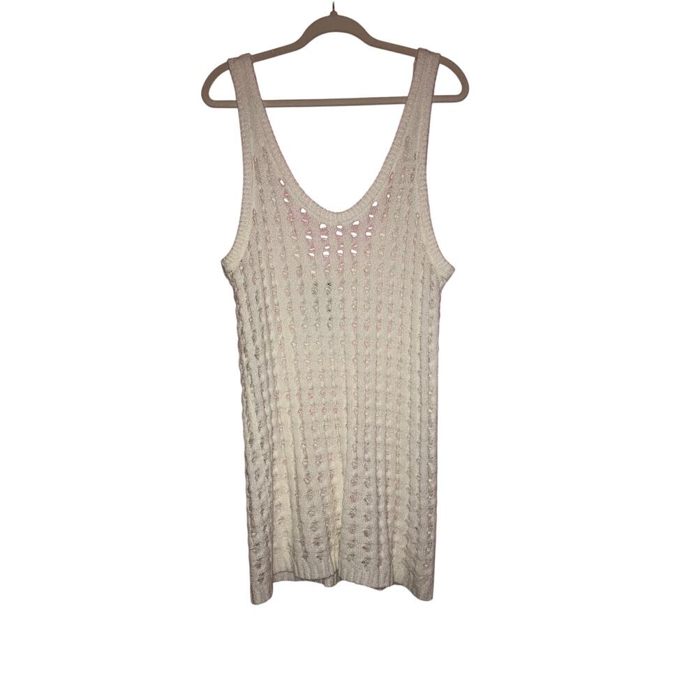 NWT Uncharted Threads white open crochet knit beachy dress size medium